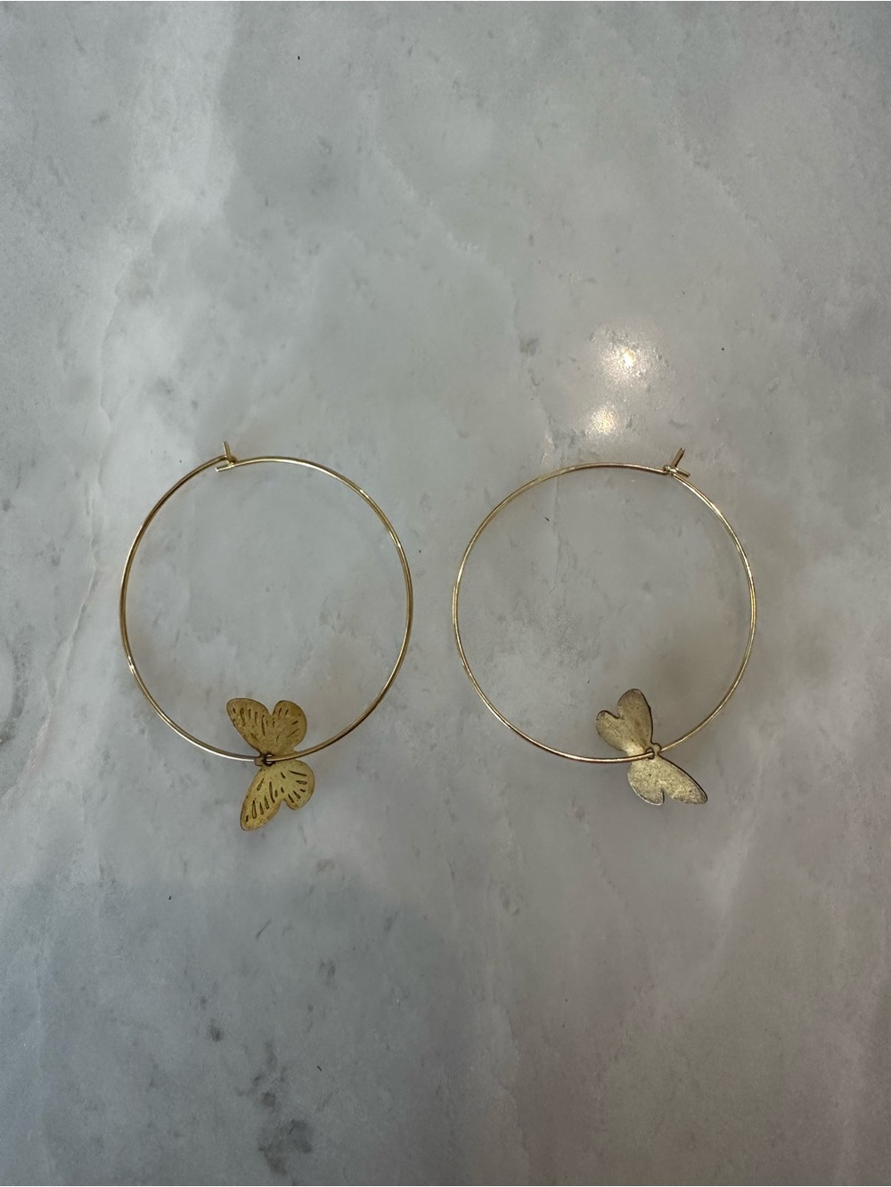 Gold Butterfly Hoop Earrings for Women - Delicate Floral Accents